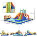 6-in-1 giant inflatable water park bouncy castle with slide, pool, climbing wall, basketball hoop, and football stand, multicolored, size 590x460x220 cm.