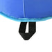 Close-up of blue inflatable water park material with black anchor strap loop