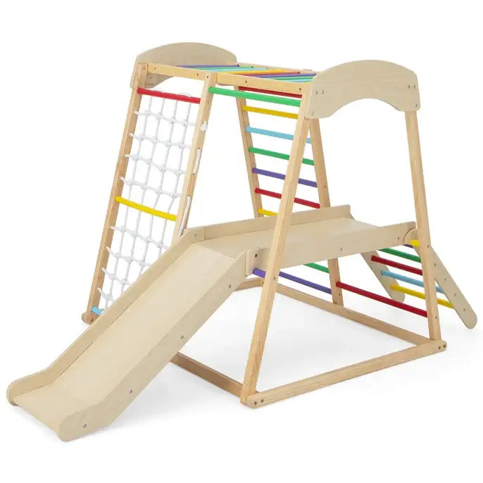 6-in-1 Indoor Jungle Gym – Multicolour | Wooden Montessori Climber COSTWAY - Little and Giant Explorers Costway