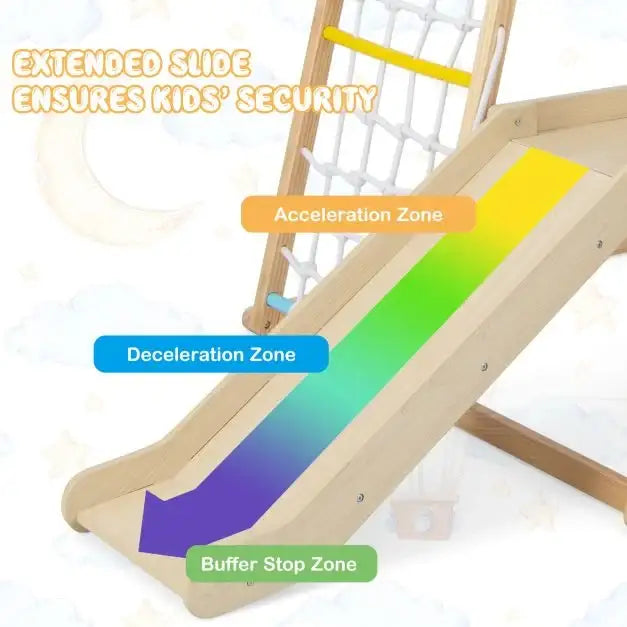 6-in-1 Indoor Jungle Gym – Multicolour | Wooden Montessori Climber COSTWAY - Little and Giant Explorers Costway