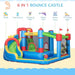 6-in-1 inflatable bounce castle with slide, trampoline, climbing wall, water gun, pool, and throwing wall