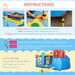 Setup instructions and images for a 6-in-1 inflatable bouncy house water slide castle.