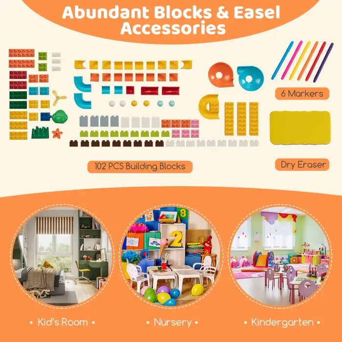 6-in-1 Kids Activity Table and Chair Set | Building Blocks, Easel and Study Desk COSTWAY - Little and Giant Explorers Costway