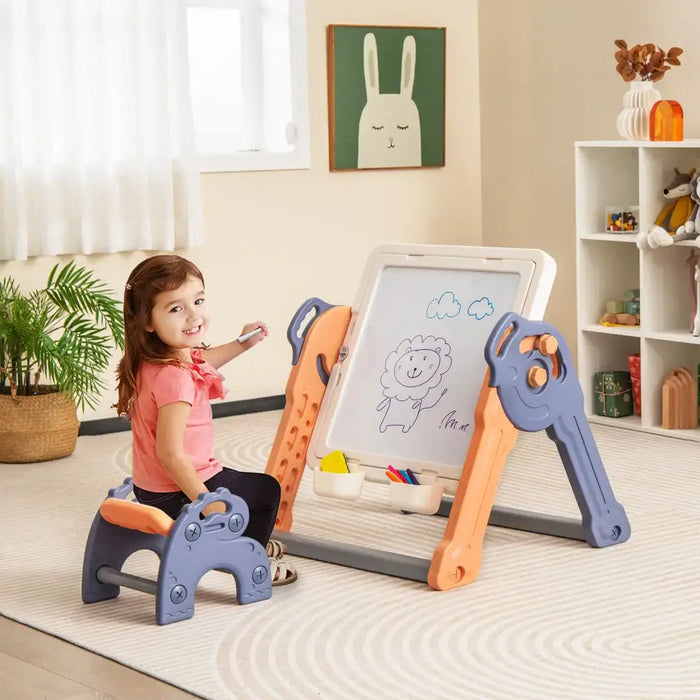 6-in-1 Kids Activity Table and Chair Set | Building Blocks, Easel and Study Desk COSTWAY - Little and Giant Explorers Costway