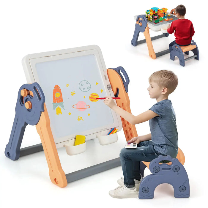 6-in-1 Kids Activity Table and Chair Set | Building Blocks, Easel and Study Desk COSTWAY - Little and Giant Explorers Costway