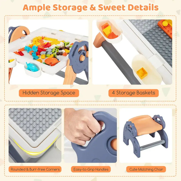 6-in-1 Kids Activity Table and Chair Set | Building Blocks, Easel and Study Desk COSTWAY - Little and Giant Explorers Costway