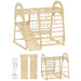 Wooden pet playpen with slide and climbing structures on a white background