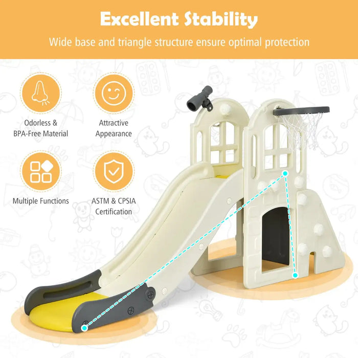 6-in-1 Slide Set | Ultimate Playground Paradise with Ring Toss and Telescope - Little and Giant Explorers Costway
