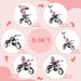 6-in-1 children's tricycle with age recommendations on a pink background