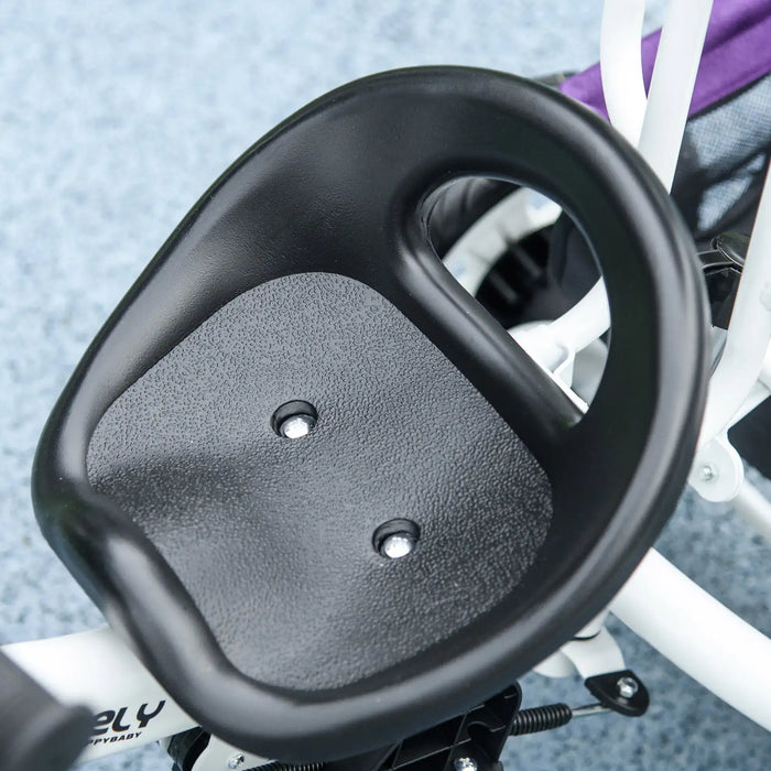 Close-up of a black handlebar grip on a bicycle with a blurred background