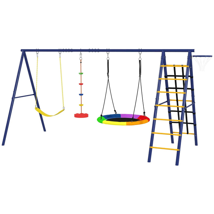 6-in-1 Metal Kids Swing Set with 3 Swings and Climbing Ladder - Little and Giant Explorers AIYAPLAY