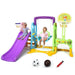 6-in-1 Multi-Functional Play Set with Slide, Swing, Basketball Hoop and Football Goal - Little and Giant Explorers Costway