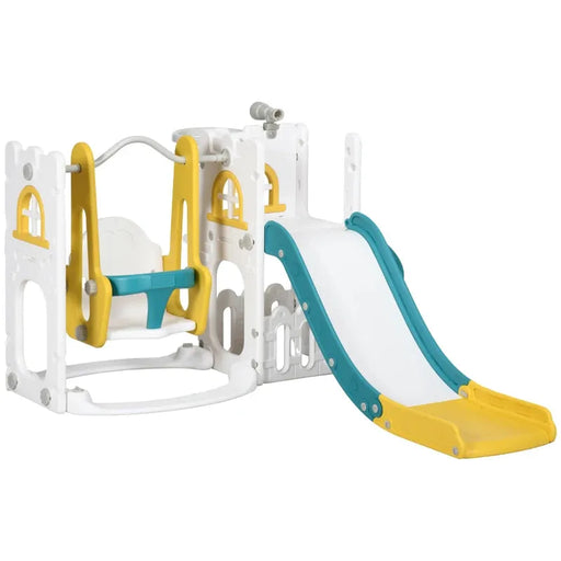 6-in-1 Swing and Slide Set with Basketball Hoop, Telescope and Storage Space - Little and Giant Explorers AIYAPLAY