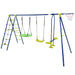 6-in-1 Swing Set with 2 Height-Adjustable Swings in Yellow - Little and Giant Explorers Costway