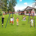 6-in-1 Swing Set with 2 Height-Adjustable Swings in Red - Little and Giant Explorers Costway