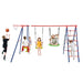 6-in-1 Swing Set with 2 Height-Adjustable Swings in Red - Little and Giant Explorers Costway