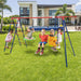 6-in-1 Swing Set with 2 Height-Adjustable Swings in Red - Little and Giant Explorers Costway