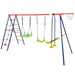 6-in-1 Swing Set with 2 Height-Adjustable Swings in Red - Little and Giant Explorers Costway