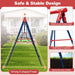 6-in-1 Swing Set with 2 Height-Adjustable Swings in Red - Little and Giant Explorers Costway