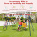 6-in-1 Swing Set with 2 Height-Adjustable Swings in Red - Little and Giant Explorers Costway