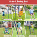 6-in-1 Swing Set with 2 Height-Adjustable Swings in Red - Little and Giant Explorers Costway