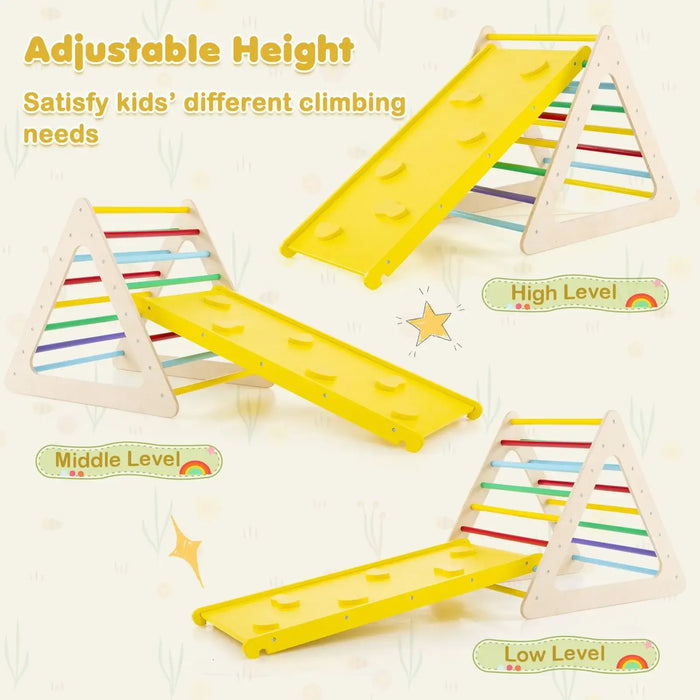 6-in-1 Wooden Climbing Play Set | Montessori Triangle Ladders, Cube and Ramps COSTWAY - Little and Giant Explorers Costway