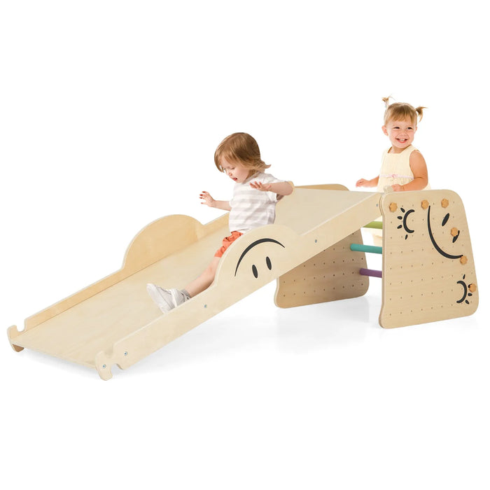 6-in-1 Wooden Climbing Playset for Kids - Little and Giant Explorers Costway