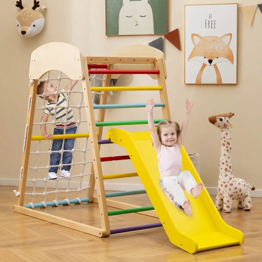 6-in-1 Wooden Indoor Jungle Gym – Multicolour | Montessori Climber COSTWAY - Little and Giant Explorers Costway