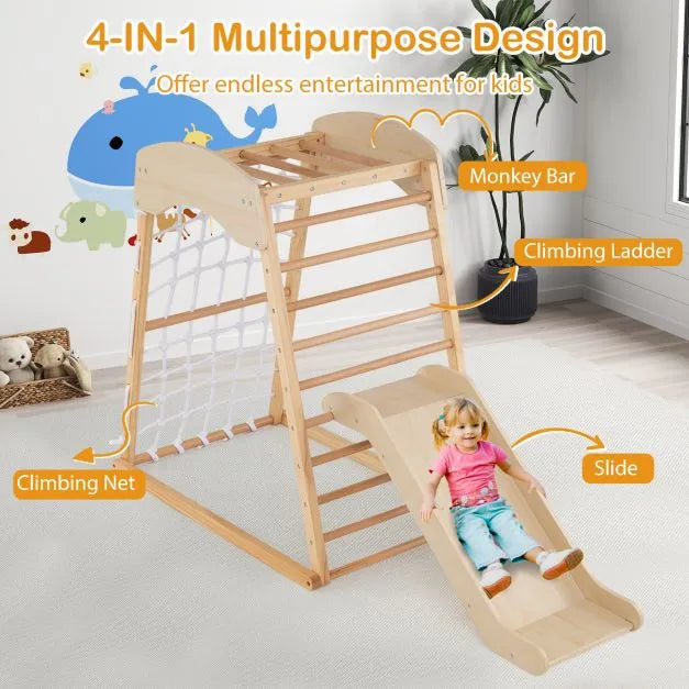 6-in-1 Wooden Indoor Jungle Gym – Multicolour | Montessori Climber COSTWAY - Little and Giant Explorers Costway