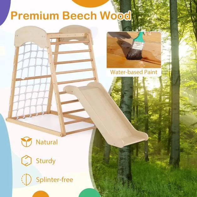 6-in-1 Wooden Indoor Jungle Gym – Multicolour | Montessori Climber COSTWAY - Little and Giant Explorers Costway