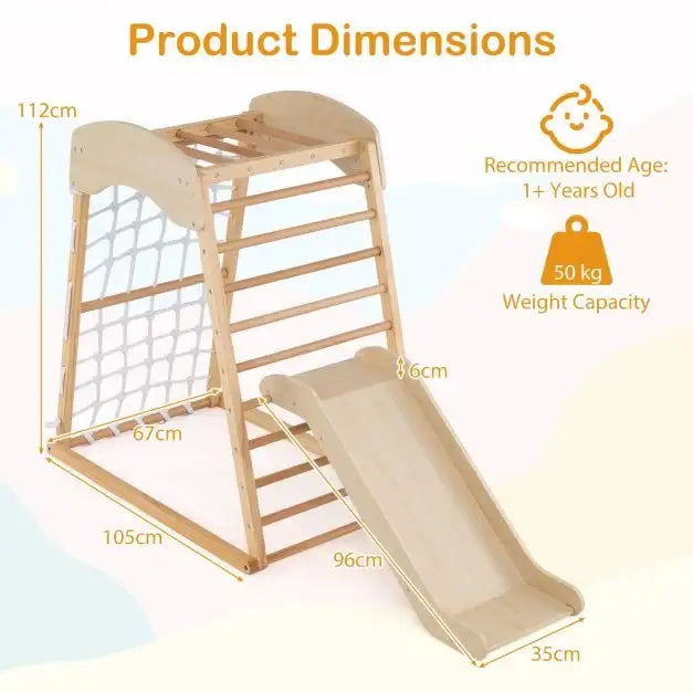 6-in-1 Wooden Indoor Jungle Gym – Multicolour | Montessori Climber COSTWAY - Little and Giant Explorers Costway