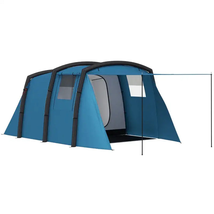 6 Person Inflatable Tent | Blue with TPU Air Beams and Removable Groundsheet - Little and Giant Explorers Outsunny
