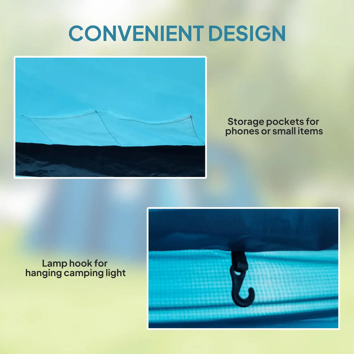 6 Person Inflatable Tent | Blue with TPU Air Beams and Removable Groundsheet - Little and Giant Explorers Outsunny