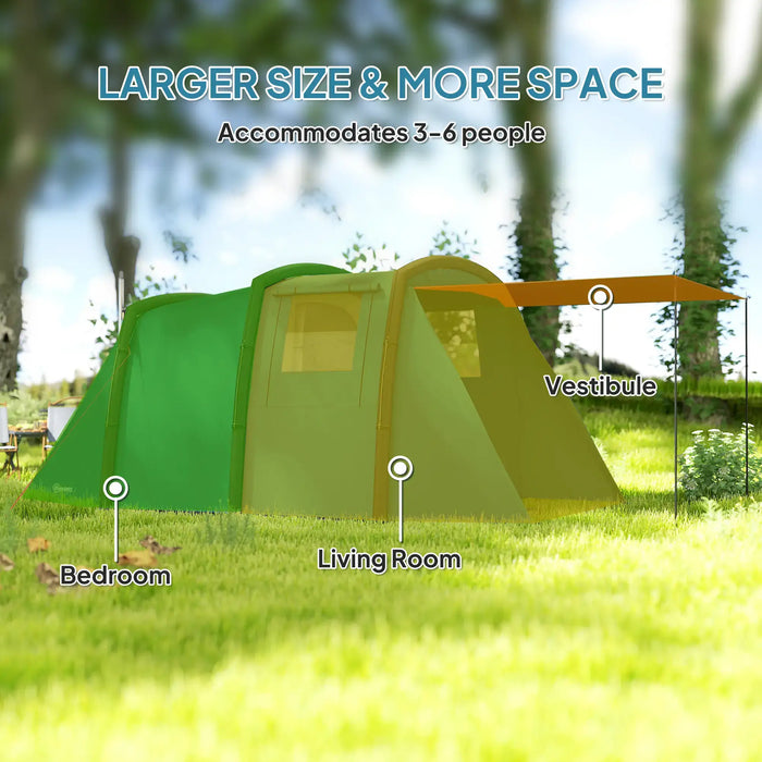6 Person Inflatable Tent | Blue with TPU Air Beams and Removable Groundsheet - Little and Giant Explorers Outsunny