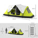 Camping Tent with 2000mm Waterproof Rainfly in Yellow (6 - 8 persons) - Little and Giant Explorers Outsunny