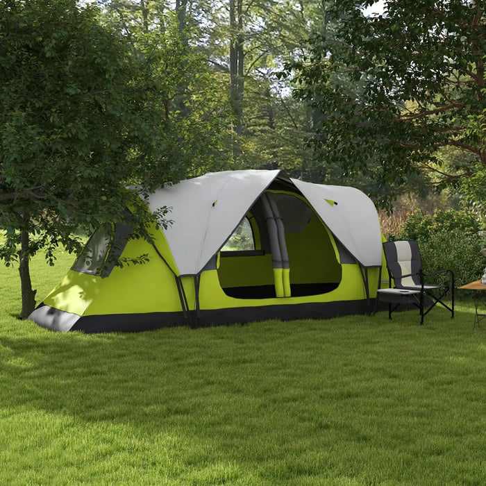 Camping Tent with 2000mm Waterproof Rainfly in Yellow (6 - 8 persons) - Little and Giant Explorers Outsunny