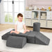 6-Piece Baby Climbing Blocks – Grey | Soft Play Modular Set - Chenille Fabric COSTWAY - Little and Giant Explorers Costway
