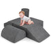 6-Piece Baby Climbing Blocks – Grey | Soft Play Modular Set - Chenille Fabric COSTWAY - Little and Giant Explorers Costway