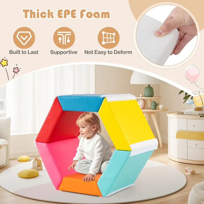 6-Piece Foam Blocks Toy Set | Trapezoid Design with Multiple Playing Possibilities - Little and Giant Explorers Costway