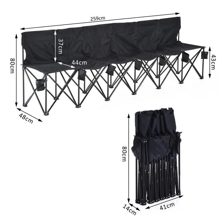 6 Seat Portable Folding Camping Bench with Cooler Bag - Little and Giant Explorers Outsunny