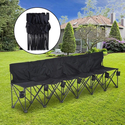 6 Seat Portable Folding Camping Bench with Cooler Bag - Little and Giant Explorers Outsunny