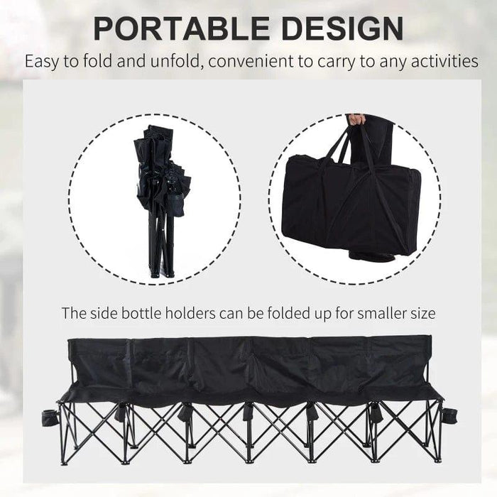 6 Seat Portable Folding Camping Bench with Cooler Bag - Little and Giant Explorers Outsunny