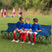 6-Seater Folding Sports Bench – Blue | Portable Team Sideline Chair with Cup Holders OUTSUNNY - Little and Giant Explorers Outsunny
