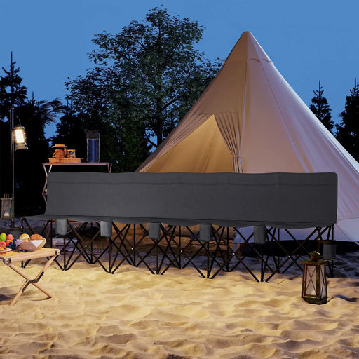 6 Seater Folding Camping Chair with Cup Holders in Charcoal Grey - Little and Giant Explorers Outsunny