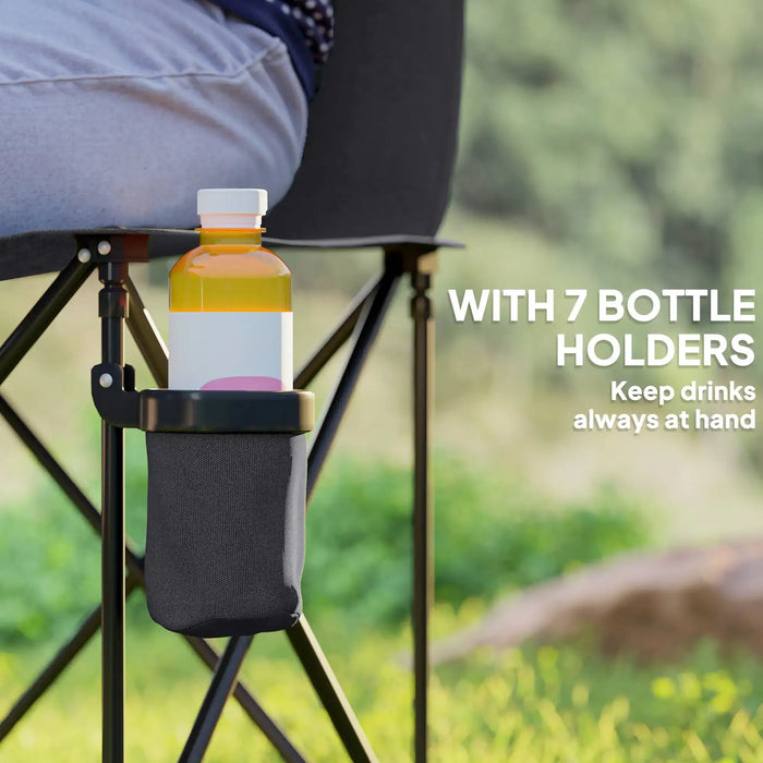 6 Seater Folding Camping Chair with Cup Holders in Charcoal Grey - Little and Giant Explorers Outsunny