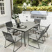 6 Seater Garden Dining Set with Soft Cushions in Grey - Little and Giant Explorers Outsunny