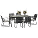 6 Seater Garden Dining Set with Soft Cushions in Grey - Little and Giant Explorers Outsunny
