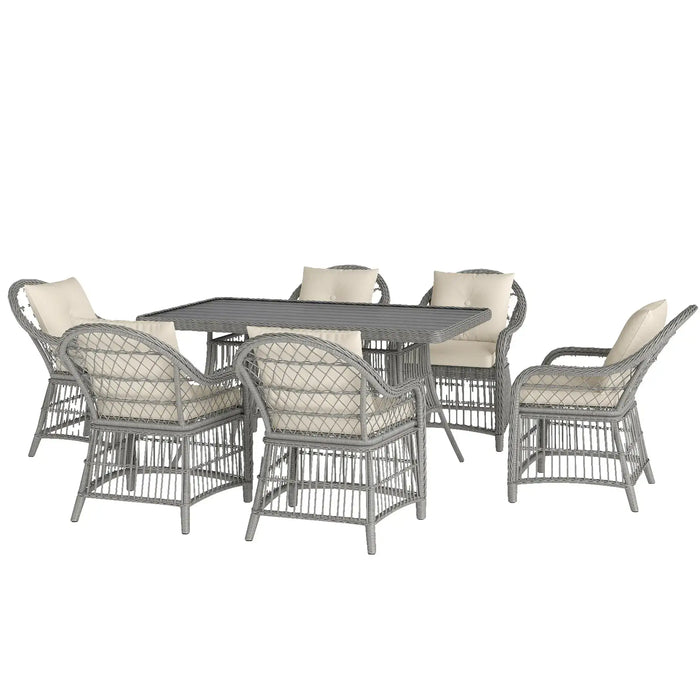 Rattan/Wicker Dining Set with Seat and Back Cushions - Little and Giant Explorers Outsunny