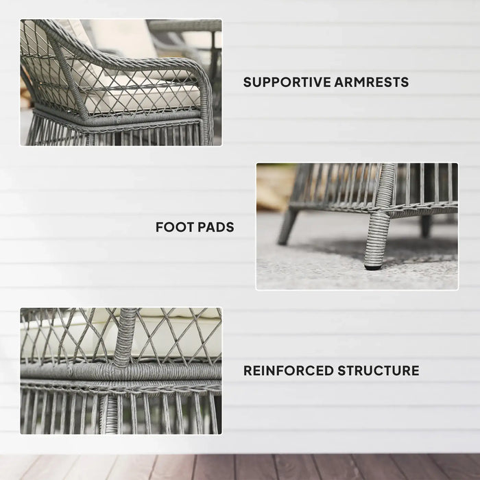 Rattan/Wicker Dining Set with Seat and Back Cushions - Little and Giant Explorers Outsunny