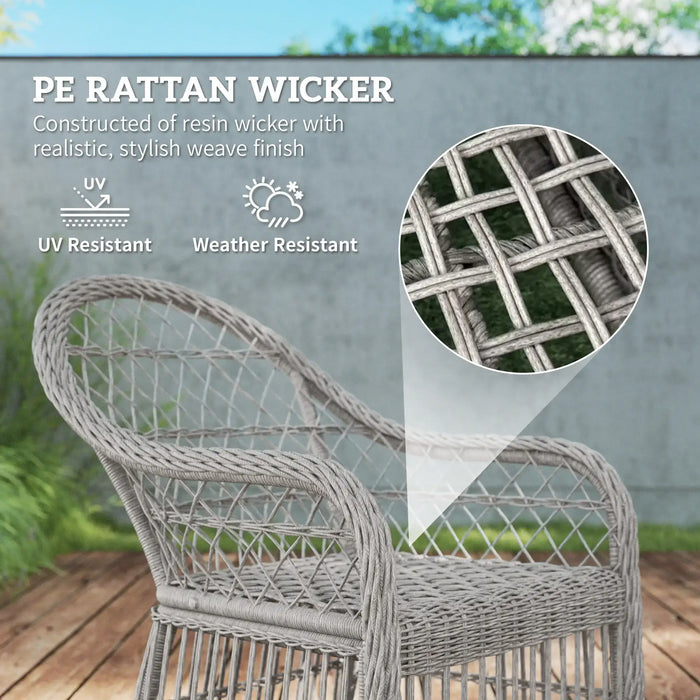 Rattan/Wicker Dining Set with Seat and Back Cushions - Little and Giant Explorers Outsunny